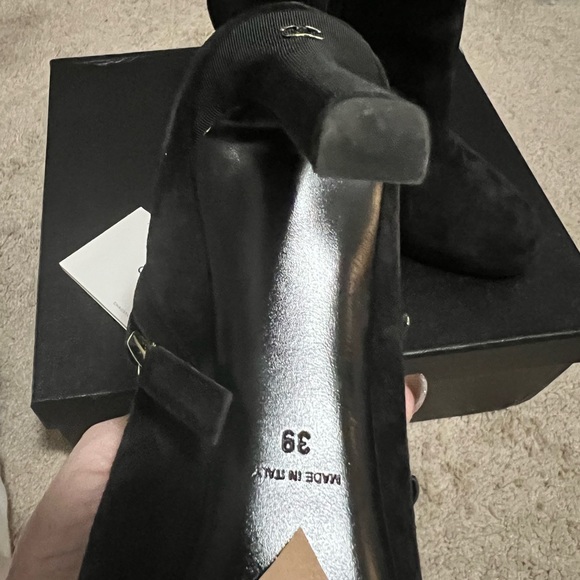 Chanel black suede boots w: box size 8.5 - Picture 5 of 12
